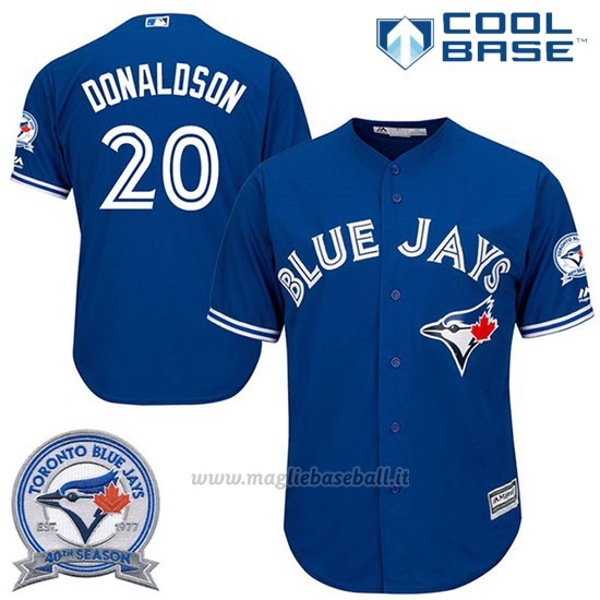 Maglia Baseball Uomo Toronto Blue Jays Josh Donaldson 20 Cool Base 40 Anniversario